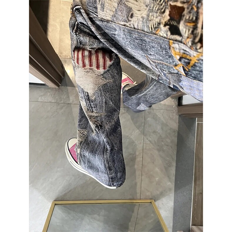 档口现货美式数码印花牛仔裤XZ610A-N4033-特P63,男装牛仔裤,星座610A