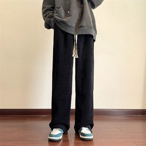 美式情侣ins秋季垂感直筒阔腿休闲裤潮牌街头运动裤子K238P55控78图片