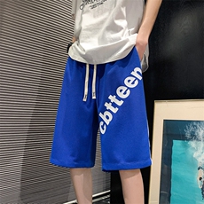 大字母五分裤男2025夏季新款华夫格休闲中裤运动短裤女K1076-P26，男装牛仔裤，星座207
