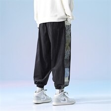 日系2024秋冬款撞色拼接灯芯绒束脚运动休闲潮牌卫裤8801-P50控69，男装休闲裤，星座914-3