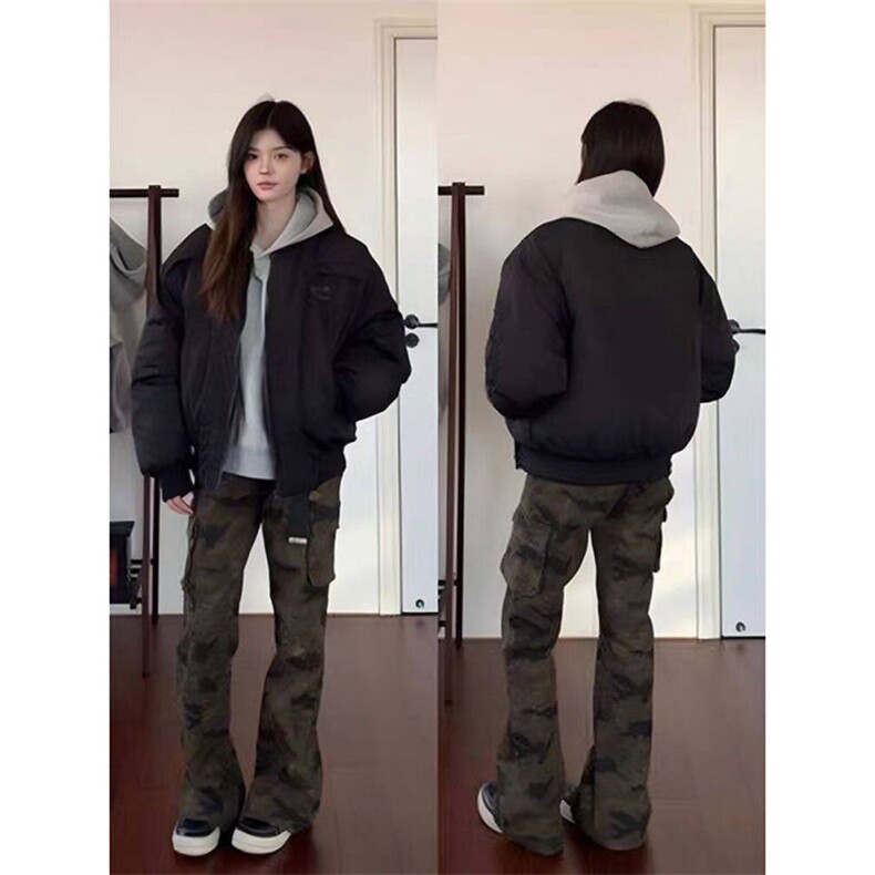 ahcn迷彩工装裤男款痞帅美式高街修身显瘦裤子cleanfit弯刀微喇裤,男装休闲裤,星座1008