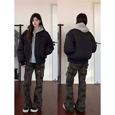 ahcn迷彩工装裤男款痞帅美式高街修身显瘦裤子cleanfit弯刀微喇裤，男装休闲裤，星座1008