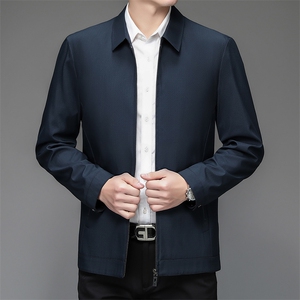 男装夹克薄款男2023秋季新款中年时尚商务翻领男士时尚潮流外套图片