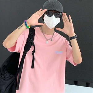 夏季情侣反光字母印花短袖港风百搭T恤纯棉上衣男/D325 T28 P25图片