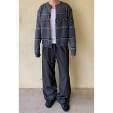 现货~双色费尔岛学院风氛围感提花开衫毛衣外套MY2598批70，男装针织衫/毛衣，星座1411A-6