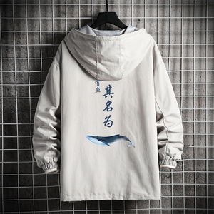 JK412661-P85 纯棉连帽夹克男士大码工装男上衣外套 网格挂拍图片