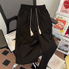 新中式风裤子男女夏季薄款宽松直筒垂感设计感休闲裤男女~K2804，男装休闲裤，星座601-2