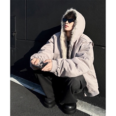 现货高品质美式高街冬季重磅硬挺短款座山雕毛领棉衣男女加厚外套，男装棉衣，电商A486