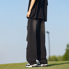 美式高街潮流vibe宽松休闲百搭破洞直筒牛仔裤K547TP45控68，男装牛仔裤，电商A102B
