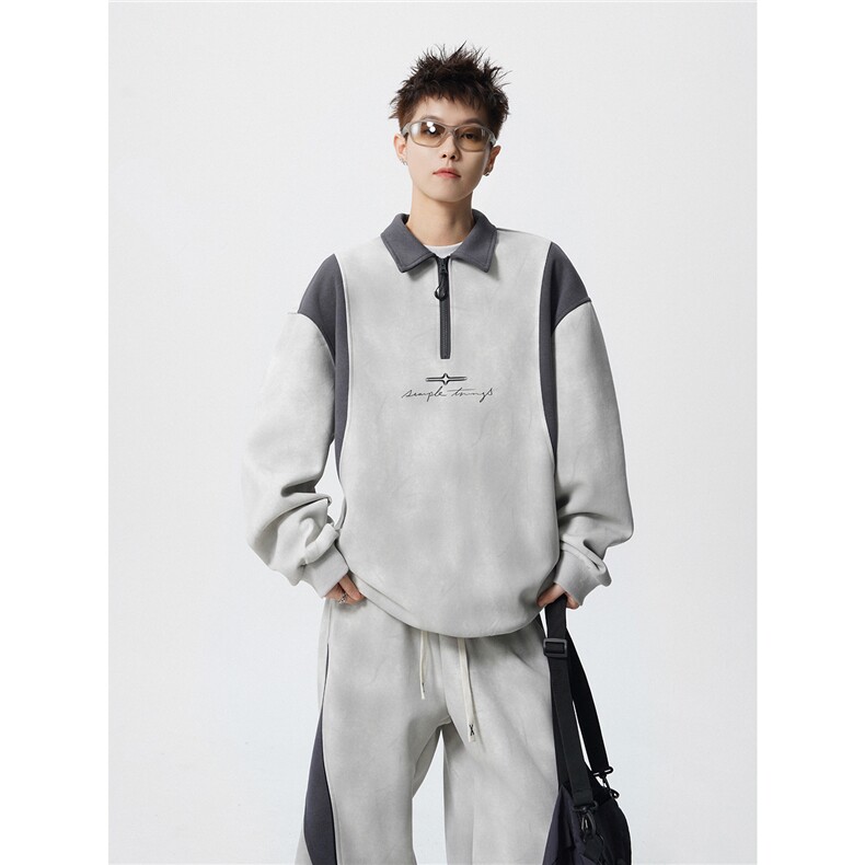 PTZ2552-特P95控178无影墙休闲运动裤拼接套装男55棉45聚酯纤维,男装休闲套装,电商B370