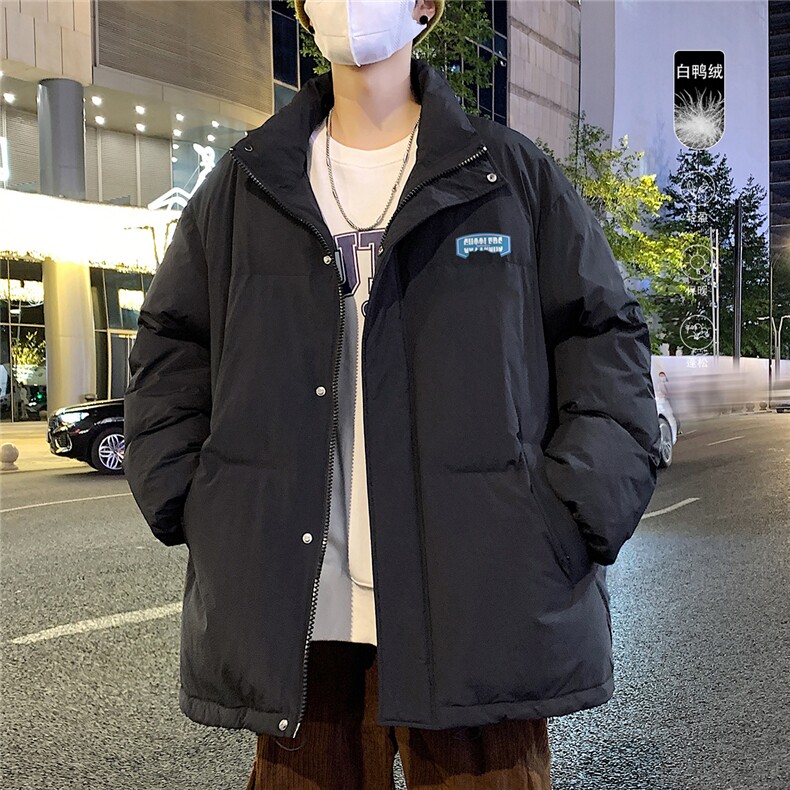 港风夜景字母印花白鸭绒宽松立领羽绒服A247-YR81813特批175控258图片