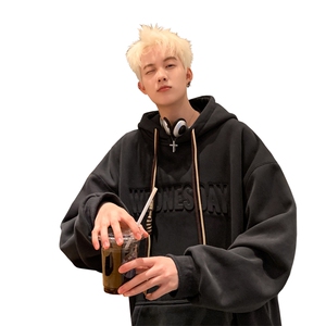 抖音品质加绒潮流立体钢印字母卫衣LMWY03JR-P60  LMWY03-P55图片