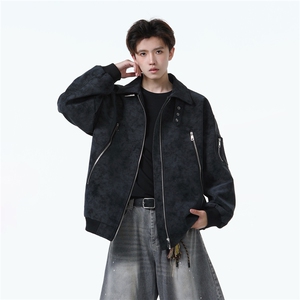 PY2503/P95秋装新款宽松皮衣皮夹克男休闲百搭潮流痞帅上衣外套图片