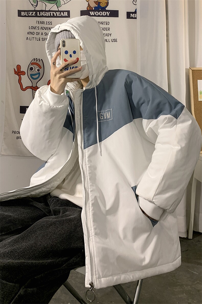 港风冬季宽松百搭冲锋棉衣男连帽棉服男外套7786P60控98,男装棉衣,星座226-1