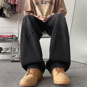 美式复古牛仔裤宽松直筒阔腿高街痞帅休闲裤新款男裤子10337-p45图片