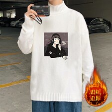 M18122-P45加绒款-P65半高领毛衣男士大码针织衫男毛线衣男,男装针织衫/毛衣,电商A040