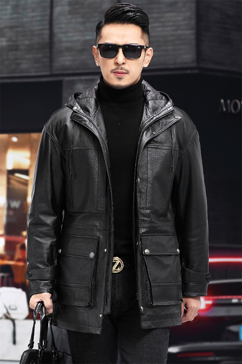 BL-DK5009海宁冬季新款男式羽绒皮衣男头层油蜡牛皮皮衣P1150,男装皮衣,电商B360