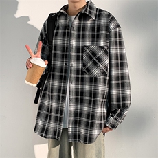 格子衬衫男长袖2026新款春秋痞帅潮牌秋冬宽松衬衣外套YY8850，男装衬衫，星座1206（原A206）