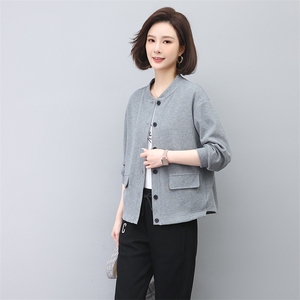 卫衣开衫外套女春秋2025年新款大码宽松显瘦中年妈妈薄款休闲上衣图片