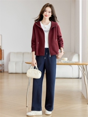 长期有货休闲运动套装女2026春装新款韩版时尚开衫连帽卫衣两件套，女装套装/套裙，璐依舞