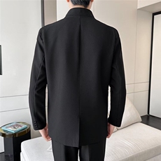 新中式休闲青年装纯色中山装男痞帅高级感西装礼服春秋外套-XZ180，男装西服，星座601-1