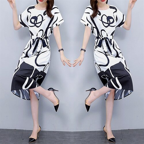 广州十三行高端醋酸连衣裙女夏季2025新款洋气妈妈减龄雪纺裙，女装连衣裙，火爆靓佳人