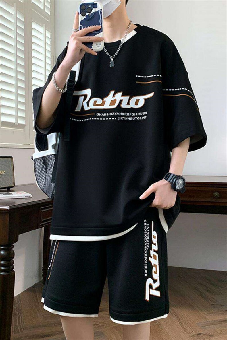 84309-P55夏季短袖T恤男套装休闲两件套,男装T恤,电商D310B