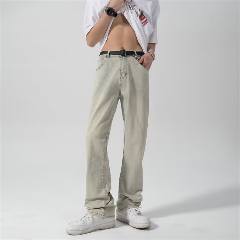 美式黄泥牛仔裤高街复古直筒裤潮牌字母休闲牛仔裤AK907-P49,男装牛仔裤,星座1001-1