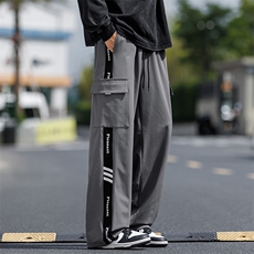 胖胖哥拼接工装裤男秋季潮牌宽松大码裤子胖子痞帅运动休闲长裤，男装工装外套，星座209