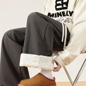 现货12冬季加绒加厚纯色简约百搭休闲裤直筒裤XZ211-1-K2478-P55图片