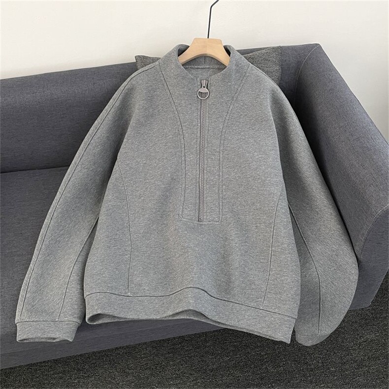 重磅高级感半高领拉链秋季卫衣男女套头cleanfit外套L81066-P42,女装短外套,星座1008