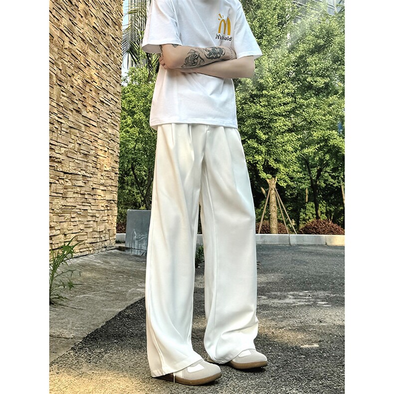 美式高级感褶皱西裤男cleanfit宽松冰丝阔腿垂感休闲裤XK463-P45,男装休闲裤,电商A178