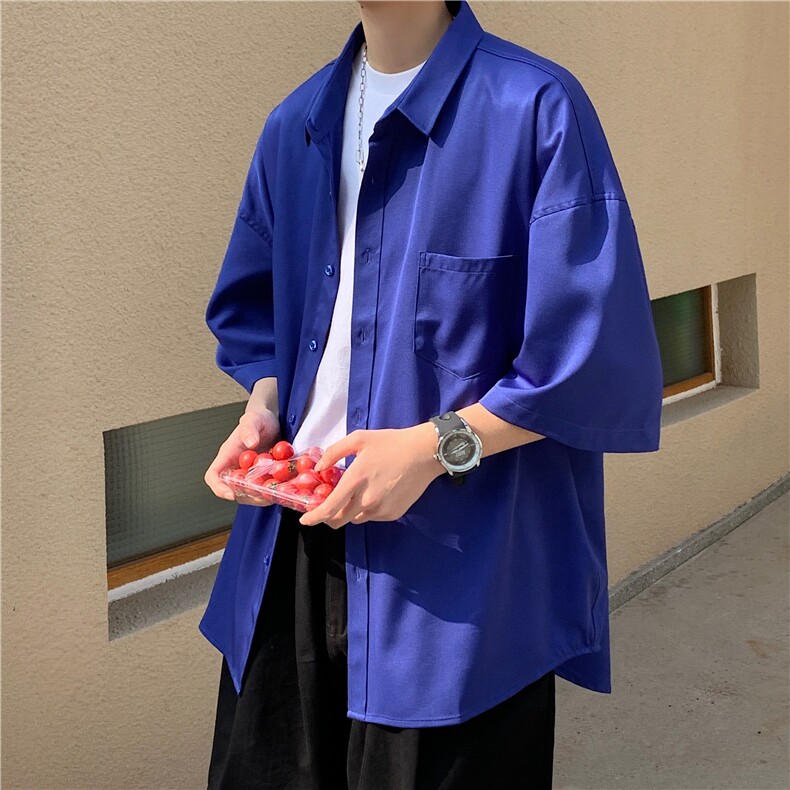 冰丝短袖衬衫男夏季痞帅D325D01特P33,男装衬衫,电商D325