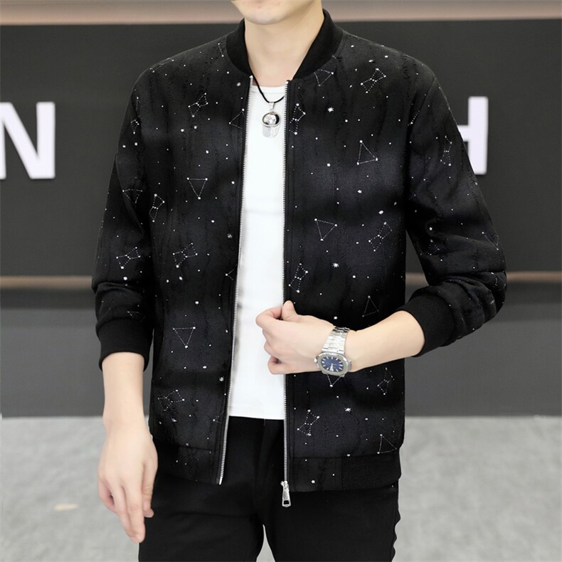 夹克男棒球领外套型男休闲百搭破洞烫钻青年夹克外套L619-P63,男装夹克,星座310B-3