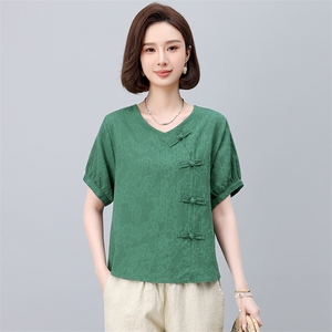 棉麻休闲女夏装2025夏季新款妈妈时尚洋气减龄亚麻裤子图片
