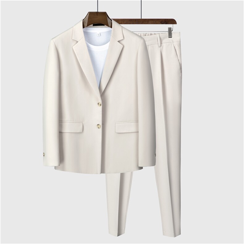 白色痞帅休闲男潮流宽松轻熟风西服套装男士网红外套秋冬季薄款，男装西服套装，星座505-2（原电商A260-1)