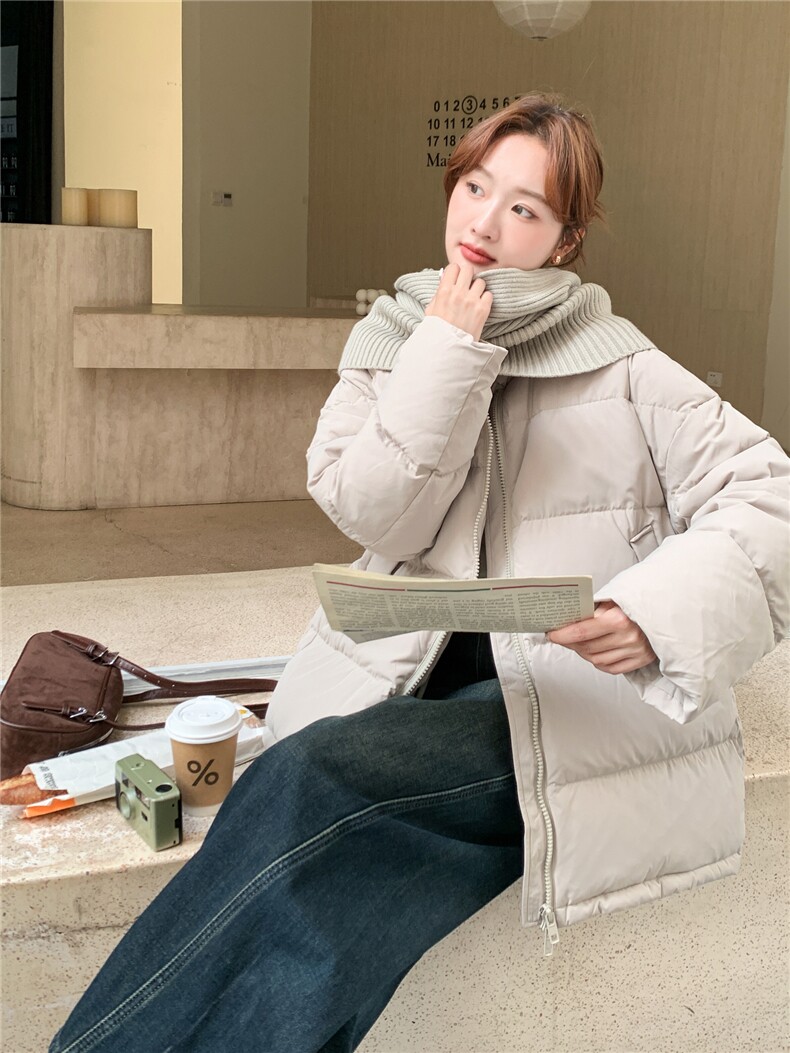 2025现货针织围巾韩系羽绒服210-3292-P300-K448短款白鸭绒,女装羽绒服,韩蜜菓