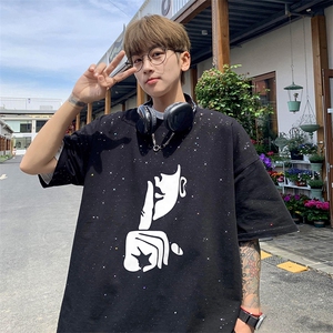 量大优供抖音视频 支持得物配合二开美式满天星亮片短袖T恤MTX193图片