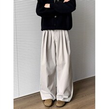 韩版直筒凉感弯刀西裤男士阔腿百搭阔腿褶皱拖地休闲裤CX2205，男装西裤，星座516A