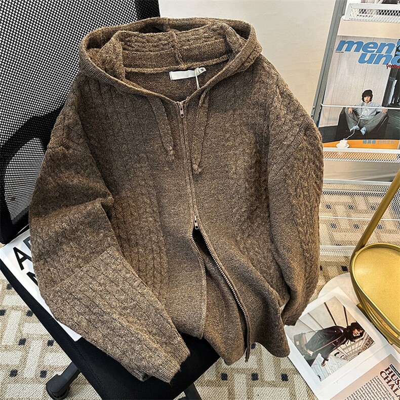 连帽毛衣外套男女宽松秋冬外搭慵懒风双拉链卫衣开衫MY09812-P72,男装针织衫/毛衣,星座308B-1
