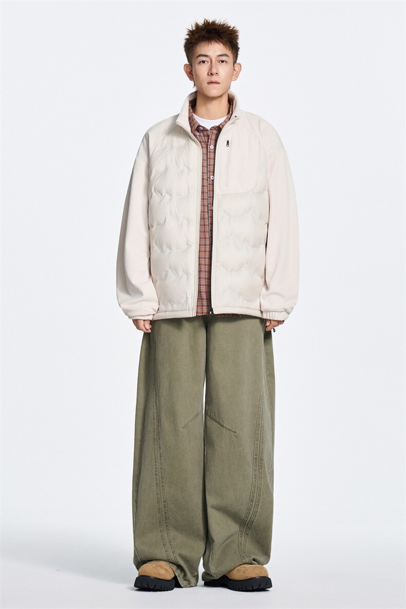 冬季美式开衫立领拼接轻薄羽绒服90白鸭绒XZ309Y95659P115,男装羽绒服,星座309（原A406）
