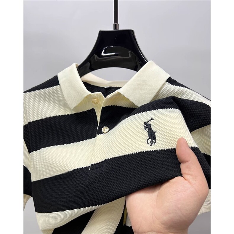 夏装polo衫潮流条纹t恤男短袖夏季男士翻领体恤刺绣衣服PL498P38,男装T恤,星座1013-5