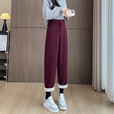 2025新款绵羊毛哈伦裤安可拉红宽松大码小脚加绒裤老爹裤萝卜裤，女装休闲裤，云美莎专业女裤-全店现货