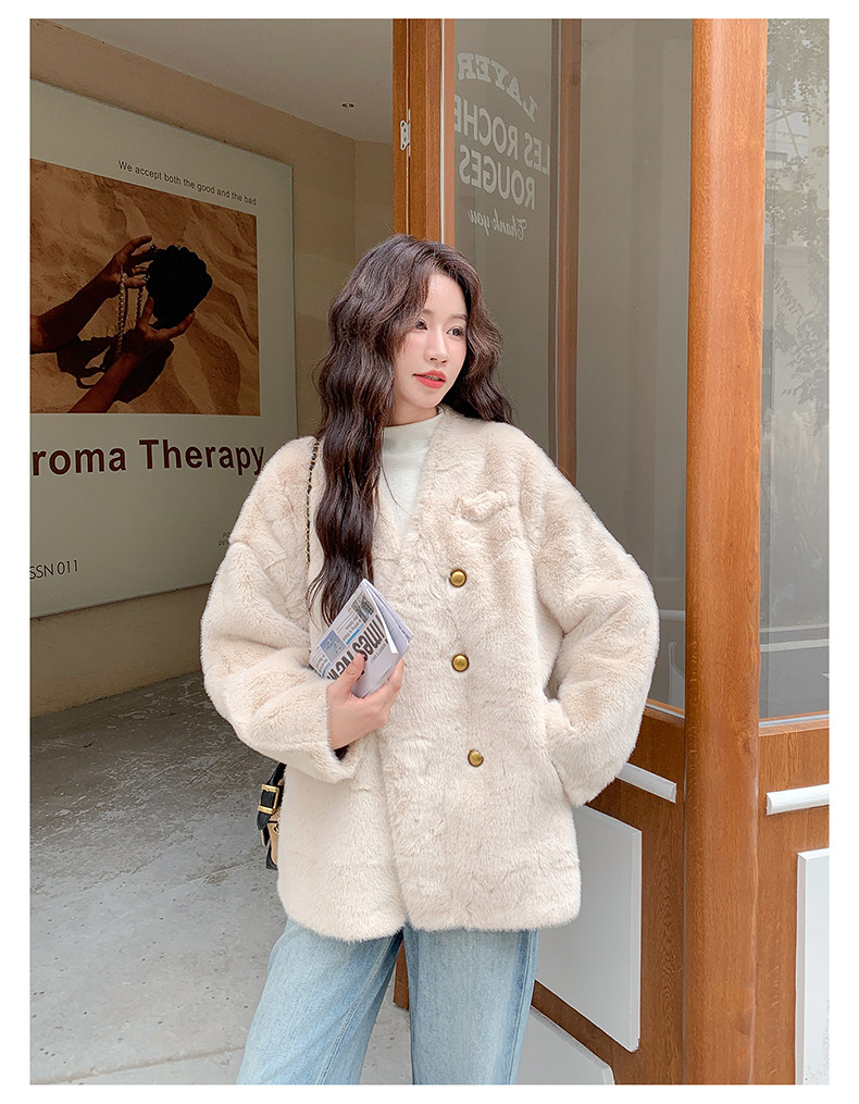 皮毛一体女冬富家千金高级感小个子毛毛外套,女装羊羔毛/颗粒绒,2C205
