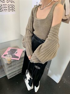 秋冬新款 慵懒毛衣两件套图片