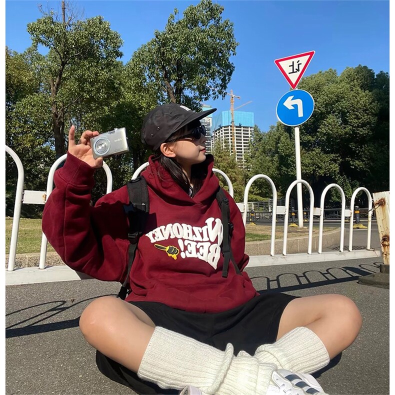 抖音得物高品质印花连帽卫衣秋冬装美式宽松连帽纯色卫衣ADL119,男装卫衣,电商A443