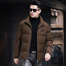 高品质连帽短款90白鸭绒羽绒服外套中青年男装加厚羽绒服夹克，男装夹克，钱塘723