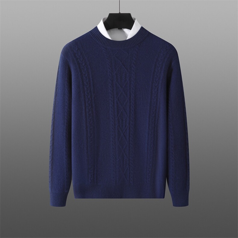 新款男士羊绒套头衫秋季时尚百搭圆领毛衣高品质保暖针织衫，男装羊绒套衫，旭友羊绒