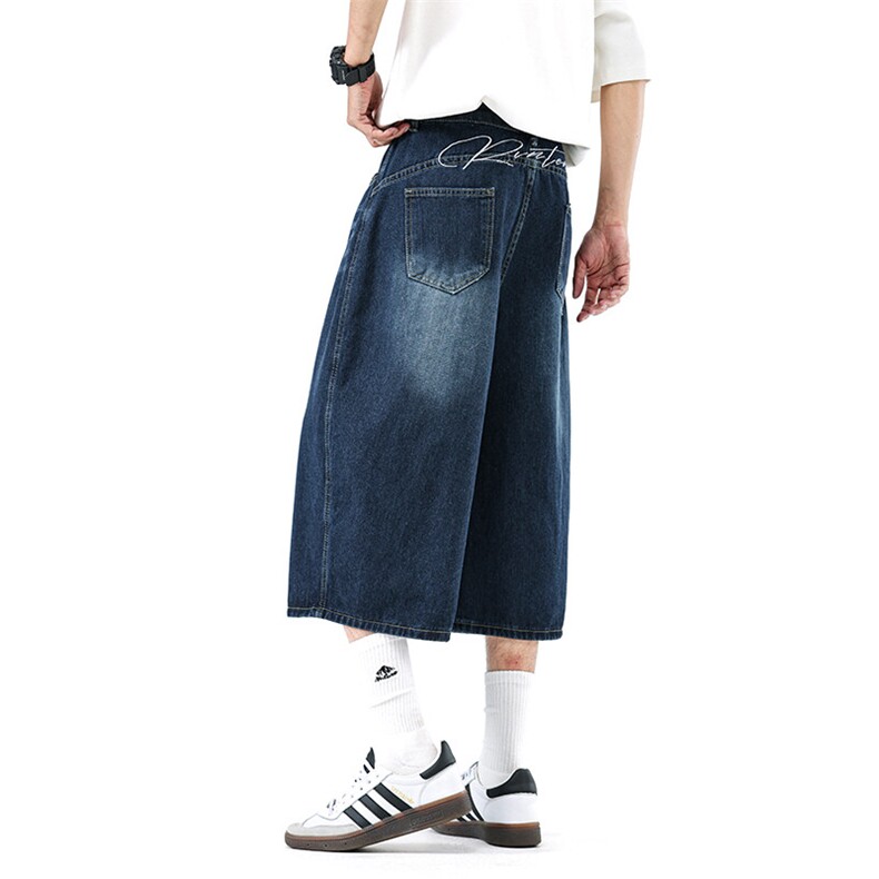 夏季美式复古牛仔裤男女款宽松直筒百搭水洗七分裤D006-P45,男装牛仔裤,星座308B-1