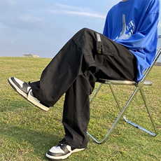 工装裤男港风潮流大口袋帅气2023春秋新款ins宽松休闲裤K2660-P39，男装休闲裤，星座412-3